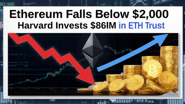 Ethereum Falls Below $2,000 as Harvard Invests $86.8M in ETH Trust and Whales Accelerate Accumulation