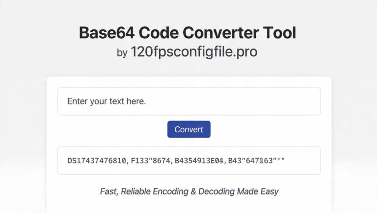 Base64 Code Converter Tool by 120fpsconfigfile.pro: Fast, Reliable Encoding & Decoding Made Easy